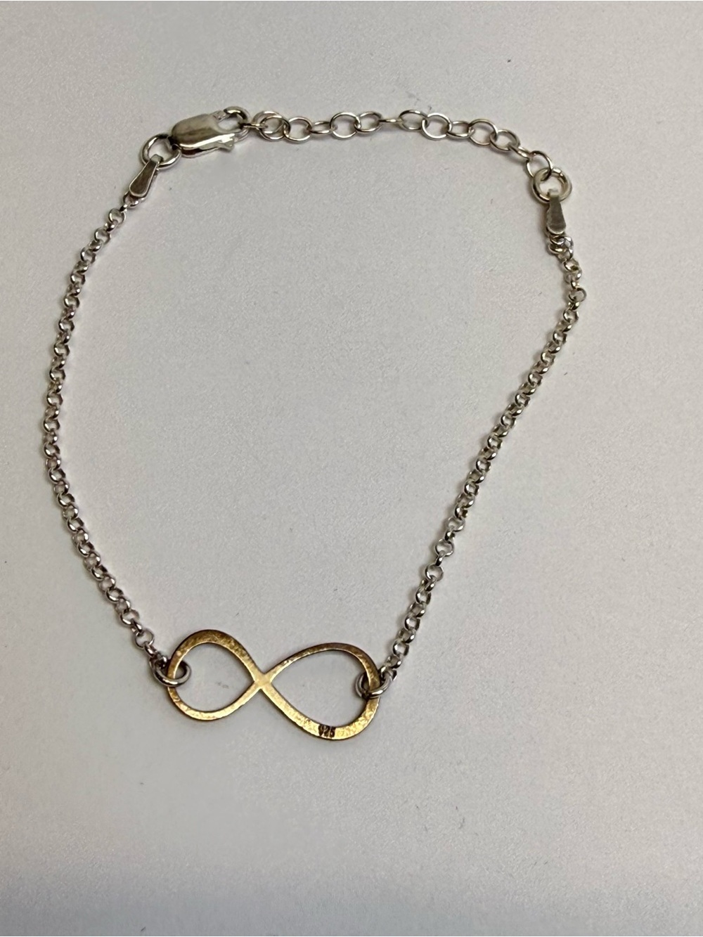 Vintage 925 Sterling Silver Infinity Chain Bracelet Jewerly Accessory Wrist